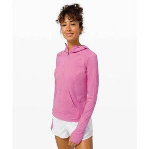 Lululemon Magenta Glow Sleek Performance Lightweight 1/2 Zip Active Hoodie